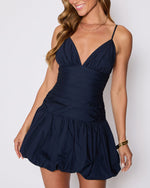 Navy % Hamptons Smocked Bubble Hem Mini Dress-2