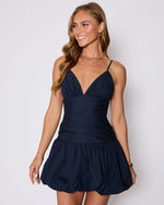 Navy % Hamptons Smocked Bubble Hem Mini Dress-5