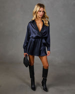 Thea Satin Lace Trim Waist Tie Mini Dress