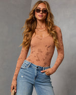 Mocha Mousse % Emmalyn Lace Bodysuit-1