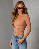Mocha Mousse % Emmalyn Lace Bodysuit-3