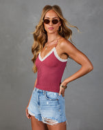 Painted Bloom Ribbed Lace Trim Cami