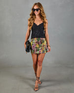 Sunset Fever Embellished Abstract Mini Skirt