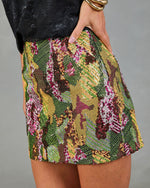 Sunset Fever Embellished Abstract Mini Skirt