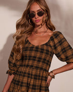 Chic Obsession Cotton Plaid Mini Dress