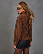 Fireside Oak Faux Suede Peplum Jacket