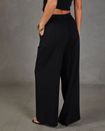 Black % Leva Pocketed Wide Leg Pants-4