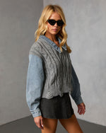 Wexford Denim Cable Knit Twofer Sweater