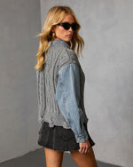 Wexford Denim Cable Knit Twofer Sweater