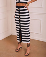 Icon Status Striped Knit Midi Skirt