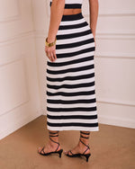 Icon Status Striped Knit Midi Skirt