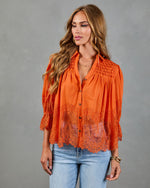 Sun Press Linen Lace Trim Top