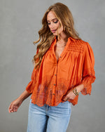 Sun Press Linen Lace Trim Top