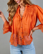 Sun Press Linen Lace Trim Top