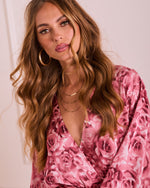 Rose % Palm Canyon Satin Tie Waist Romper-6