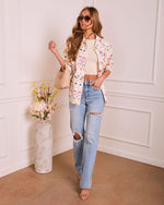 Daydream Daisy Floral Twill Button Down Top