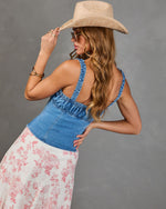 Slow Afternoon Smocked Bust Tie Denim Top