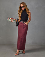 Toasted Glow Denim Midi Skirt