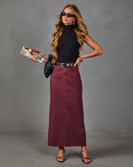 Toasted Glow Denim Midi Skirt