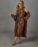 Caterina Knit Paisley Waist Tie Duster Cardigan