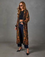 Caterina Knit Paisley Waist Tie Duster Cardigan