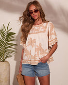 Riviera Muse Tropical Palm Tree Print Top