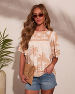 Riviera Muse Tropical Palm Tree Print Top