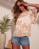 Riviera Muse Tropical Palm Tree Print Top