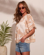 Riviera Muse Tropical Palm Tree Print Top