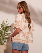 Riviera Muse Tropical Palm Tree Print Top