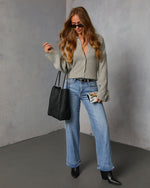 Light Grey % Timeless Collared Button Down Sweater-2