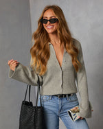 Light Grey % Timeless Collared Button Down Sweater-6