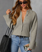 Light Grey % Timeless Collared Button Down Sweater-1
