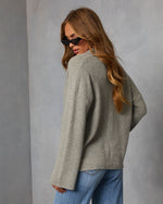 Light Grey % Timeless Collared Button Down Sweater-4