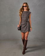 Sirena Plaid Waist Tie Mini Dress