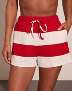 Liberty Coast Striped Drawstring Mid Rise Shorts