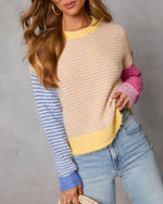 Joy Pop Knit Striped Color Block Sweater