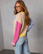 Joy Pop Knit Striped Color Block Sweater