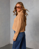 Camel % Latte Lover Turtleneck Knit Sweater-4