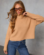 Camel % Latte Lover Turtleneck Knit Sweater-1