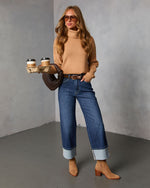 Camel % Latte Lover Turtleneck Knit Sweater-2