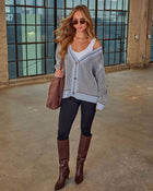 Hamina Ribbed Knit Contrast Trim Cardigan