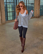 Hamina Ribbed Knit Contrast Trim Cardigan