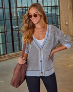 Hamina Ribbed Knit Contrast Trim Cardigan