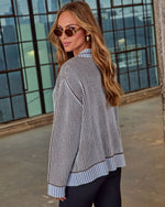 Hamina Ribbed Knit Contrast Trim Cardigan