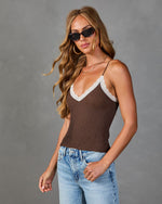 Painted Bloom Ribbed Lace Trim Cami