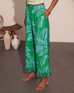 Soft Tide Tropical Print Fringe Pants