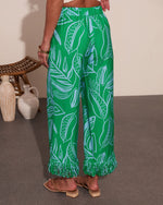 Soft Tide Tropical Print Fringe Pants