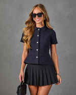 Camille Knit Collared Button Down Top