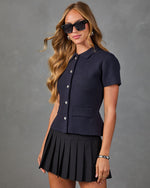 Camille Knit Collared Button Down Top